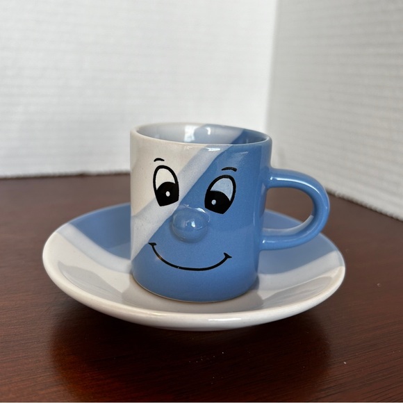 Set of 3 Yably Colourful Funny Face Expresso Cups and Saucers - Picture 7 of 12